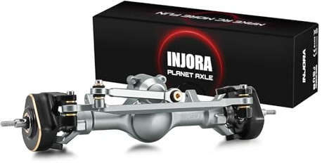 INJORA +4mm Planet Front Axles with Double Joint Shafts & Brass Steering Knuckles for 1/24 Axial SCX24 Upgrade(Titanium)