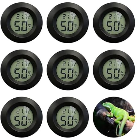 Wxeadu Mini Hygrometer Digital, 8 Stück Hygrometer Mini, Rund Luftfeuchtigkeitsmesser Innen, 2 in 1 Thermometer Hygrometers, ℃/℉ Minis LCD Thermometer Digital für Wohnzimmern, Keller, Gewächshaus