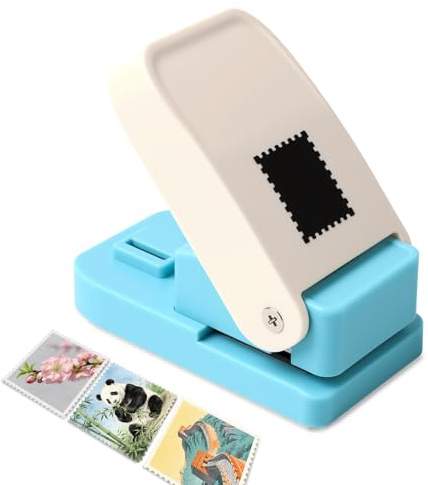 PAPAcroscoma Punch cuadrado: perforadora de papel con borde estampado, perforadora portátil con motivos, herramientas de manualidades DIY para sobres, etiquetas, arte y educación en casa