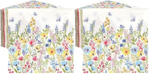 Table Kind 100 x Soft Paper Floral Napkins | 2ply 33cm | Disposable Patterned Party Serviettes for Mother's Day, Flower Easter Napkins for Weddings or Everyday Eco-Friendly Home Compostable Recyclable