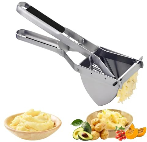 Potato Ricer Masher, Stainless Steel Potato Mashers, Multifunctional Potatoes Masher with Equipped Silicone Handle for Fruit Juices, Mashed Vegetables