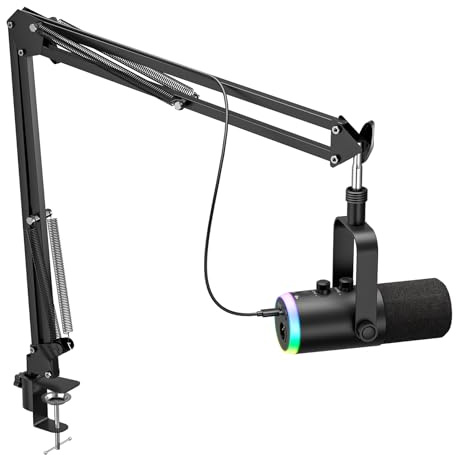 Dynamic Gaming Microphone | USB/XLR Dual Mode | RGB Boom Arm Mic Kit with One‑Touch Mute, Headphone Monitor, Gain Control | for Streaming, Podcast, PC, PS4/PS5, Recording
