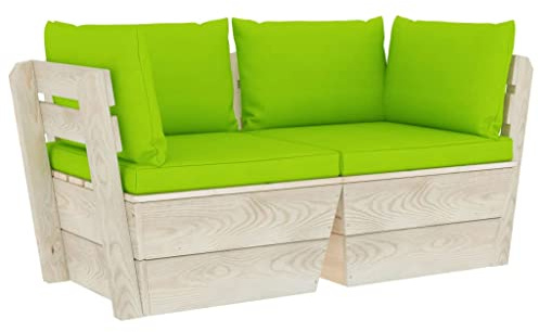 PUGYNBK Sofa De Palets Jardin 2 Plazas con Cojines Madera Abeto | 100% Poliester Tapiceria, Cojin Grueso Acolchado, Construccion Maciza, Bajo Mantenimiento