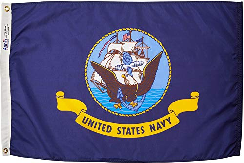 Annin Flagmakers Drapeau militaire US Navy Nylon SolarGuard NYL-Glo, 0,6 x 0,9 m, 100% fabriqué aux États-Unis selon les spécifications officielles.