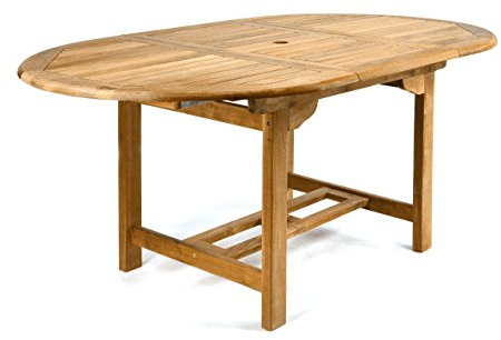 Divero Ausziehbarer Gartentisch ALASSIO aus Teak-Holz – Farbe: Braun | Holz mehrfach geschliffen und ist bereits gegen Witterungseinflüsse vorbehandelt