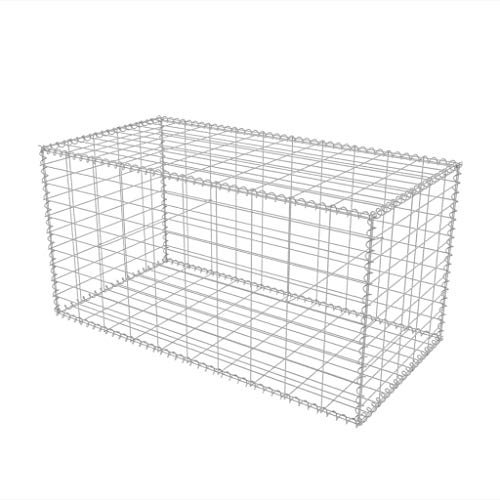 vidaXL Galvanised Steel Gabion Basket 100x50x50cm - Versatile Landscaping Solution, Easy Setup & High Load Capacity, Perfect for Outdoor Garden & Retaining Walls