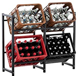 CLP Estantería para Cajas De Bebidas Lennert I Soporte para Organizar Cajas I Estante De Almacenamiento para Cajas I Color:, Color:Negro, Tamaño:L