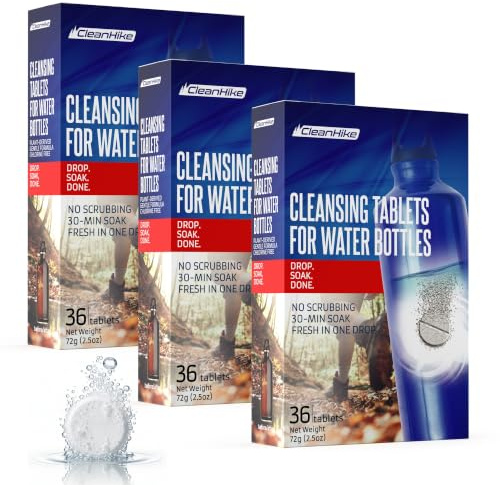 Rengöringstabletter för dricksvattenflaska – (90 tabletter) helt naturlig ingrediens, bra för alla rostfria, plast, keramik- och glasbehållare, individuellt förpackade (3)
