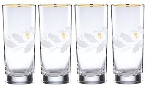 Lenox 886859 Holiday Gold Highball Glass Set, Christmas Tableware, Host, 4-Piece