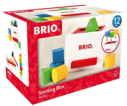 BRIO 30250 Plocklåda vit | Sorting Box 7 delar. Aktivitetsleksak. För barn från 12 månader. Tränar färger, former och öga-hand-koordination
