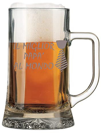 Colorfamily Boccale da Birra con incisione Papà - il miglior papà al mondo - evento - festa del papà - bicchiere in vetro chiaro, capienza 50 cl