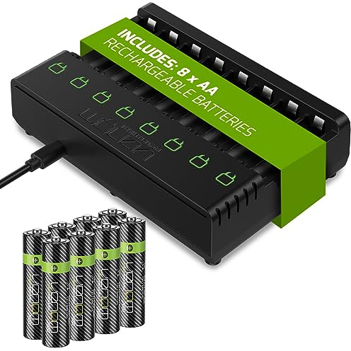 Venom Piles AA Rechargeables avec Station de Chargement – Comprend 8 Piles AA 2100 mAh