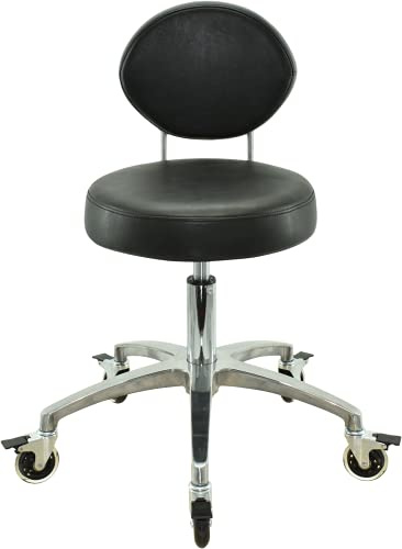 VAKON SALON - Rollhocker mit ovaler Lehne hochwertigen Rollen mit Bremse - Höhenverstellbarer von 50 bis 65 cm - Drehhocker Arbeitshocker Praxishocker