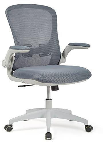 IntimaTe WM Heart Bürostuhl, Chefsessel, Ergonomischer Schreibtischstuhl, Atmungsaktiver Bürostuhl, Höhenverstellbarer Drehstuhl mit klappbaren Armlehnen (Grau)