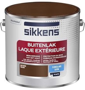 Sikkens - Peinture Laque Extérieure Bois et Fer - Finition tendue, sous-couche intégrée, facile à appliquer - Satin Ton Bois 2,5 L