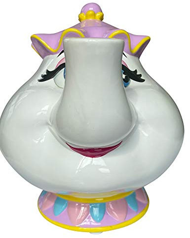 LYO - Hucha de cerámica para Walt Disney La Belle y la Bestia Sra. Samovar 675DIS001, Color Blanco, Rosa y Amarillo, Talla única