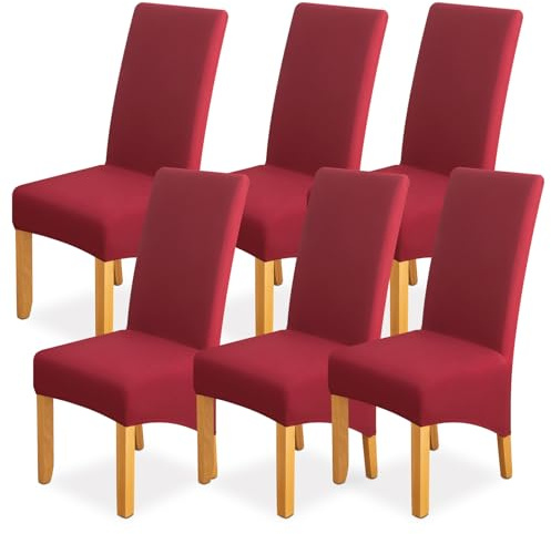 Stuhlhussen 6er Set Stuhlüberzug Elastizität Spandex Universal-Hussen für Stühle Moderne und Elegante Optik Stuhl Schutz Abdeckungen Mit Gummiband für Esszimmer, Bankette, Partys und Dekoration