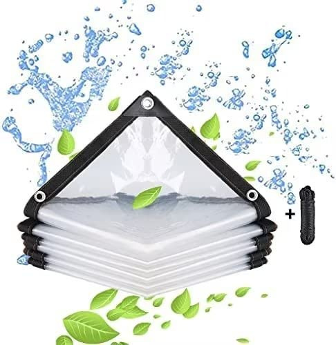 BCBIG Tarpaulin Waterproof Transparent with Eyelets, Garden Furniture Cover for Outdoor Use, Rainproof, Plant Insulation, Furniture Dustproof, with Binding Rope 2 x 6 m