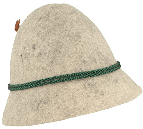 Hut Breiter Original stopphatt för barn | Filthatt | Traditionell hatt av 100 % ull – med 2-vägs sidensnöre och liten fjäder för flickor och pojkar, Ljunggrå, 54 cm