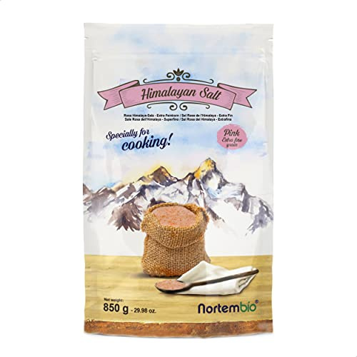 Nortembio Sal Rosa del Himalaya 850 g Extra Fina (0,5–1 mm) Origen Pakistán Sal Mineral Natural sin Refinar para Uso Culinario + Gratis eBook con Recetas!
