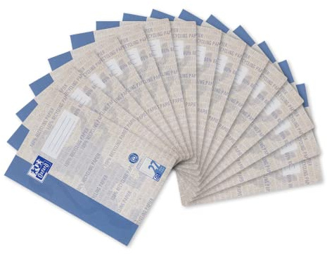 Oxford Schulheft A4 Recycling, 16 Blatt, Lineatur 27, liniert, 15 Stück