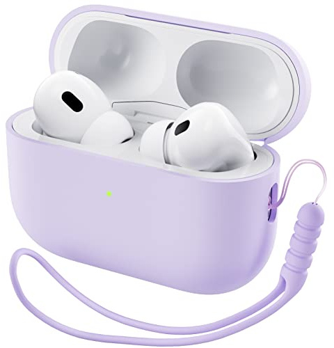 ORNARTO für AirPods Pro 2 Hülle Silikon mit Lanyard - Flieder | Premium Flüssigsilikon, robuster PC-Kern, mit Lanyard, stoß- und kratzfest, große Farbauswahl
