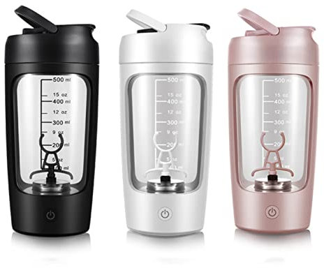 Shaker elettrico per proteine, tazza di miscelazione automatica, 500 ml, di tipo C, ricaricabile, portatile, per sport, proteine in polvere, caffè, frappè (bianco)