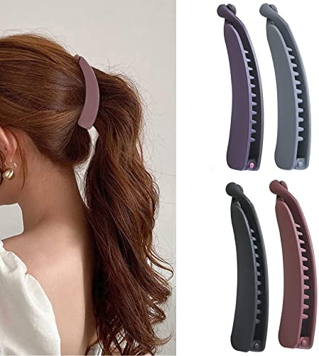 DAQIEPIN 4 Stück Banane Haarspangen, Vintage Bananen-Haarspangen, Fisch-Clips für langes Haar, Kamm Fish Clips, Banana Hair Comb, für Damen und Mädchen