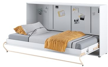 Homlando Lenart Schrankbett - Wandbett Concept Pro CP06 90x200 cm - Schrankklappbett Horizontal - Schrank mit integriertem Klappbett - Funktionsbett (Weiß Matt)