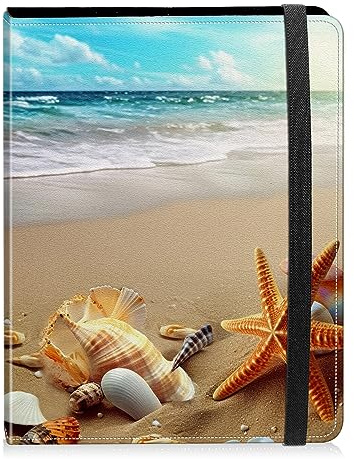 Photo Album 5x7 Photos - 60 Photos Capacity PU Leather Cover Photo Album with Strong Elastic Band, Portable Picture Album for Family Wedding Wedding Anniversary, Beach Starfish Shell