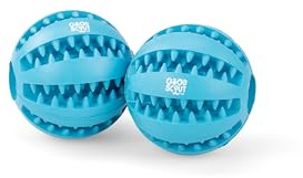 Good Scout Small Rubber Dental Ball Dog Toy for Chewing, Best Dog Toy for Fetch, Chew Toy for Puppies & Adult Dogs, Dog Toy for Medium & Large Dogs with Rubber Teeth & Treat Storage, 1.95-Inch(2-Pack)