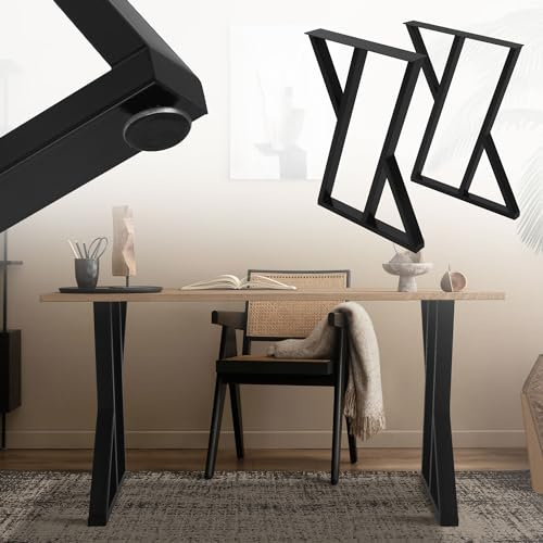 ML-Design 2 Stück Tischbeine 50xH71cm, Tischkufen X-Form, aus Stahl pulverbeschichtet, Schwarz, Industriedesign, Kufengestell für Esstisch/Schreibtisch, Tischgestell, Metall Möbelfüße für DIY-Projekte