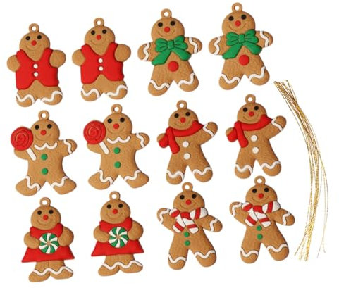 Warmhm 12stücke Weihnachtsanhänger mit Schild und Puppenanhänger Szenenaufbau für Weihnachtsfeierzubehör Foto-Requisiten zum Aufhängen Am Baum