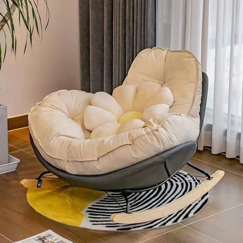 HARELA Schaukelstuhl, Garten Sessel Outdoor, mit Gepolsterter Sitzfläche Schaukelstuhl, Draussen Gartenliege, Loungesessel, für Schlafzimmer, Wohnzimmer,Ecke, Veranda(Color:Gray)