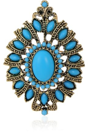 Vintage-Palast-Brosche für Damen und Mädchen, Türkis, oval, Anstecknadeln, Anstecknadel, Anstecknadel, Anstecknadel, Anstecknadel, Anstecknadel, Anstecknadel, Metall, Kreierter Zyan