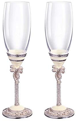 Flûtes à Champagne Gobelet à champagne en émail haut de gamme, verre à vin rouge en cristal sans plomb, cadeau de Noël for anniversaire de mariage, une paire de coffrets cadeaux. Coupes à Champagne