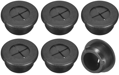 QUARKZMAN 6 stycken kabelgenomföring, 20 mm (13/16 tum) skrivbordsgenomföring flexibel gummiplugg trådhålsskydd för kontor datorbord trådarrangör, svart