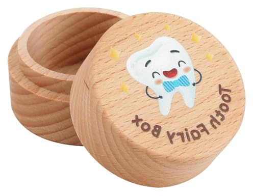 SIVZUMO Caja Guardar Dientes, Caja Dientes de Leche Personalizar, Hecho a Mano Caja de Dientes con Patrón de Dientes de Leche, Caja Dientes de Leche para Almacenamiento de Dientes Niño y Niña