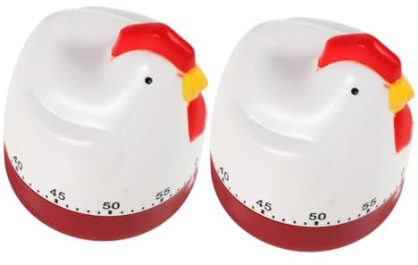 BESTonZON 2pcs Digital Countdown Timer Mechanical Timer Boys and Girls for Cooking Baking Steaming Cute Chicken Design