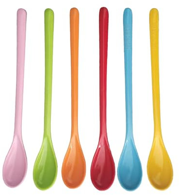 6 Stück Plastik Löffel, Plastiklöffel Langer Stiel, Plastiklöffel Lang, Plastiklöffel, Eierlöffel Kunststoff, Plastiklöffel Klein, Eislöffel Plastik, für Wohnküche Kaffee Getränke Eier Eis Joghurt