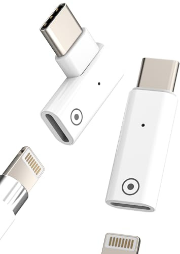 Adaptador USB C Male a Lightning Hembra para Apple Pencil(2 Pack) para iPhone Certificado MFI Charge Adapter para iPad Tipo C Cargador Conversor Generacion 1st Generación Lapiz Conector Accesorios