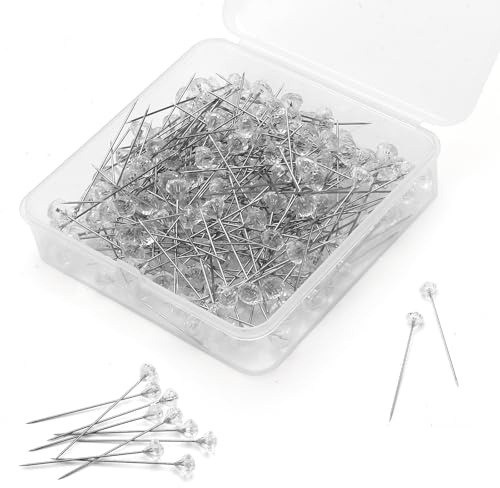 APOMOONS spille con testa 200 pezzi, spille per bouquet con strass, spille in acciaio inox accessori da cucito per bouquet da sposa fai da te, gioielli, decorazioni, 5,1 cm