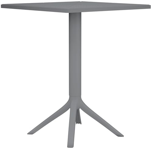 CLP Tisch Nuvela 60 x 60 cm | Wetterfester Gartentisch mit UV-beständiger Oberfläche | Eckiger Balkontisch aus Polypropylen, Farbe:dunkelgrau