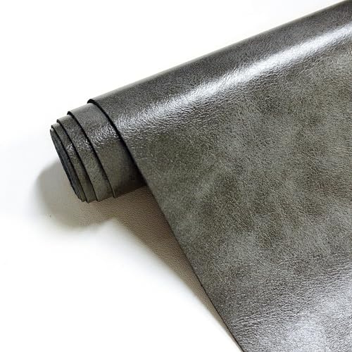 JERLITU Ölwachs-PU-Kunstlederstoff, 30 cm x 137 cm, wasserdicht, kratzfest, Kunstleder, für Taschen, Schuhe, Bucheinband, Schießhintergrund, Auto-Innenräume, Grau