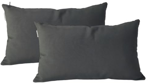 DiseLio | Pack 2 Fundas de Cojín 40 x 60 cm Color Gris Medio Liso Loneta Algodón y Poliéster - Hechas en España. Decoración Sostenible. Fundas Almohadones Ideales para la Cama. (40x60 Gris M)
