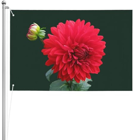 Dahlia rouge,Drapeau de jardin, bannière décorative, drapeau double face, 2 x 3 pieds, pour extérieur et intérieur