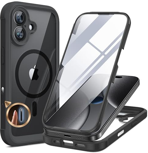Miracase für iPhone 17 Hülle 6,3 Zoll,360 Grad Komplettschutz,Schwarz | Magsafe,Eingebaut Glas Schutzfolie,Arbeit,Outdoor HandyHülle Magnetisch Stoßfest Case für iPhone 17 Schutzhüllen