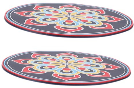 Klangschalenuntersetzer Rutschfestes Pvc für Yoga und Meditation | Handgefertigt Bestickt, Angenehme Struktur, Vielseitig Nutzbar, Elegante Optik, 2 Stück für Klangschale und Tasse
