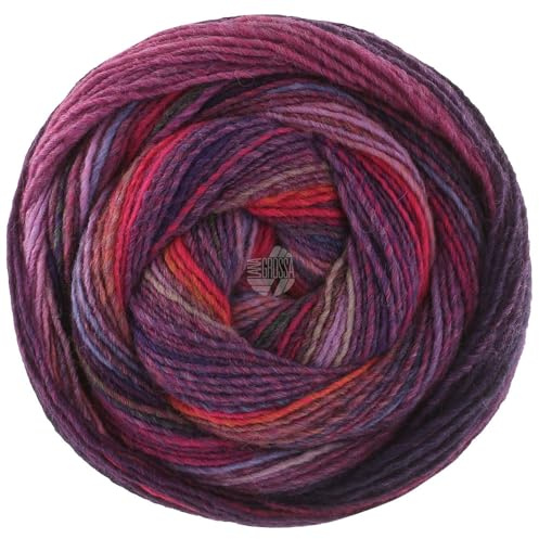 LANA GROSSA Gomitolo Intenso | Dochtgarn mit unregelmäßigem Ringeleffekt | Handstrickgarn aus 50% Schurwolle & 50% Acryl | 200g Wolle zum Stricken & Häkeln | 700m GarnFB 233