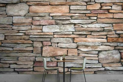 Papel Pintado Panorámico Textura de pared de piedra, 200 x 140 cm Fotomurales, Murales Decoración de Pared, Póster Pared Personalizado 3D Para Salón Dormitorio